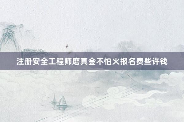 注册安全工程师磨真金不怕火报名费些许钱