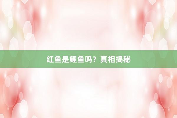 红鱼是鲤鱼吗？真相揭秘